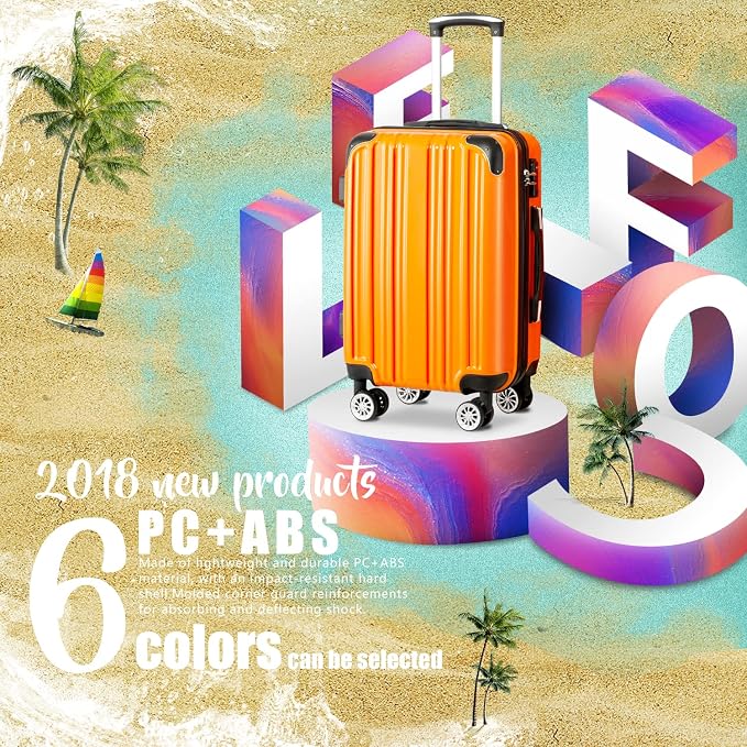 Coolife Luggage Expandable Suitcase PC+ABS Spinner 20in 24in 28in Carry - Image 2