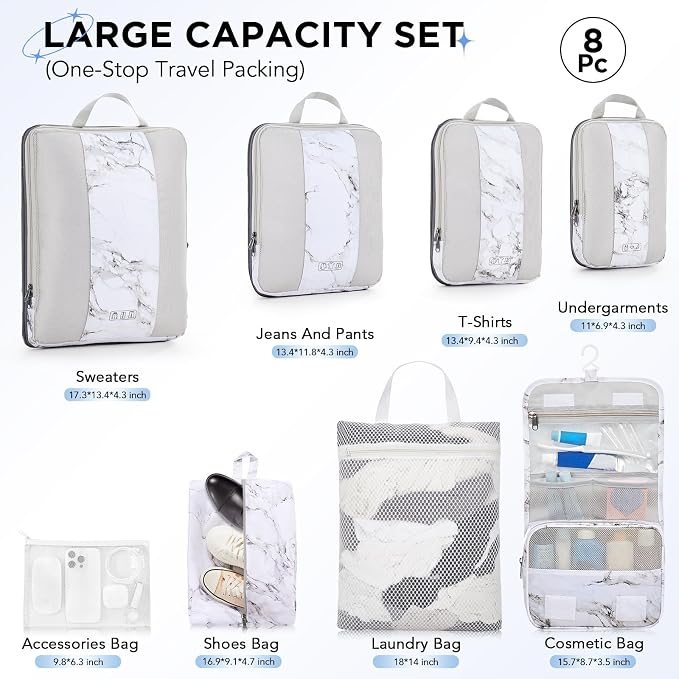 8 Set Compression Packing Cubes - Image 2