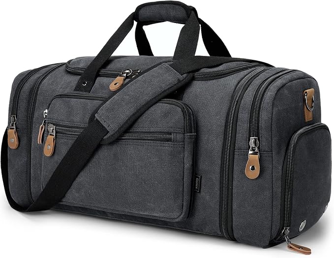 Gonex Canvas Duffle Bag 60L Travel Duffel Overnight Weekend Bag by Gonex