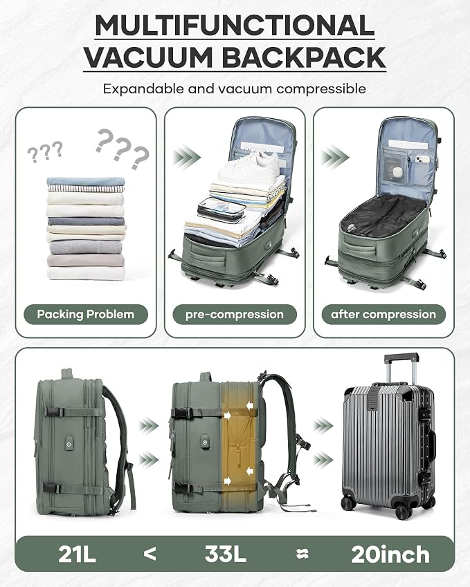 Vacuum Backpack With Vacuum Compression, Expanded Travel Laptop Backpacks - Image 3