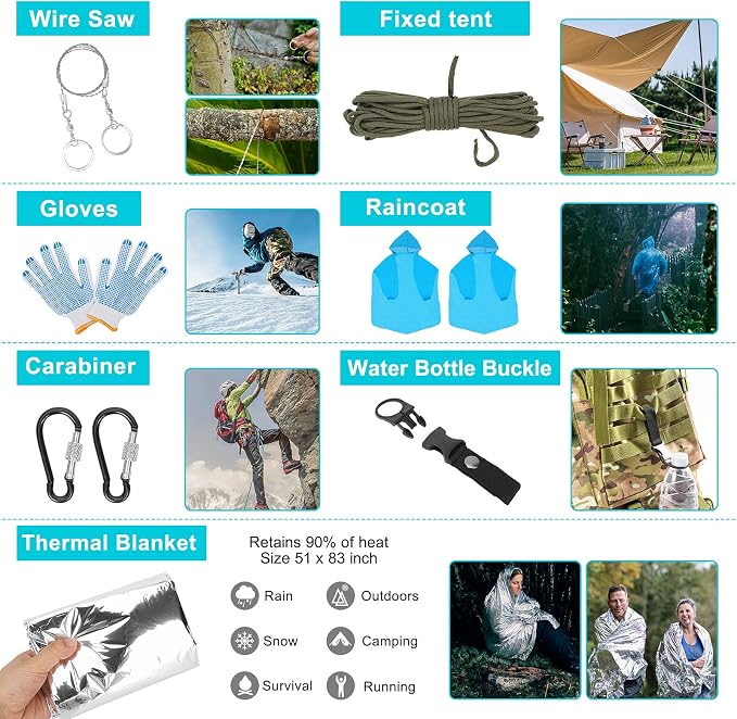Survival Gear Professional Kit and Large Camping Backpack, First Aid Kit - Image 5