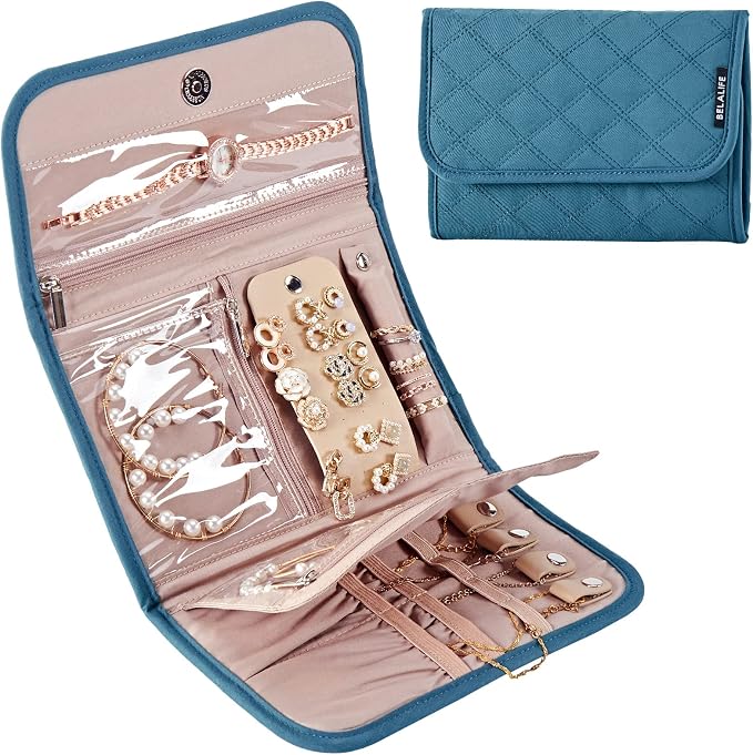 BELALIFE Travel Jewelry Case Organizer, Foldable Jewelry Storage Roll by BELALIFE