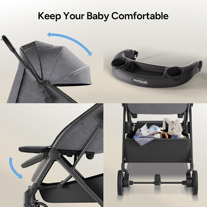 Mompush Lithe V2 Lightweight Travel Stroller, Compact Foldable Baby Stroller - Image 8