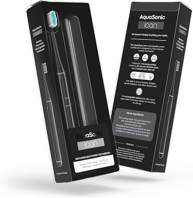 Aquasonic Icon ADA-Accepted Rechargeable Toothbrush | Magnetic Holder & Slim - Image 8