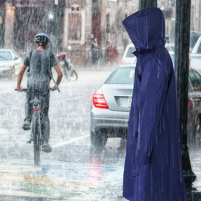 ANYOO Waterproof Rain Poncho Lightweight Reusable Hiking Hooded Coat Jacket - Image 7