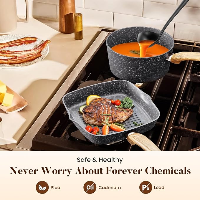 Kitchen Academy Granite Nonstick Cookware Set - Image 3