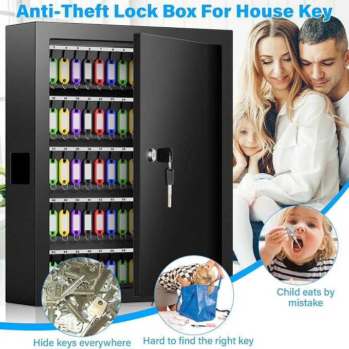 125 Keys Key Lock Box Wall Mount, Anti-Theft Key Organizer - Image 6