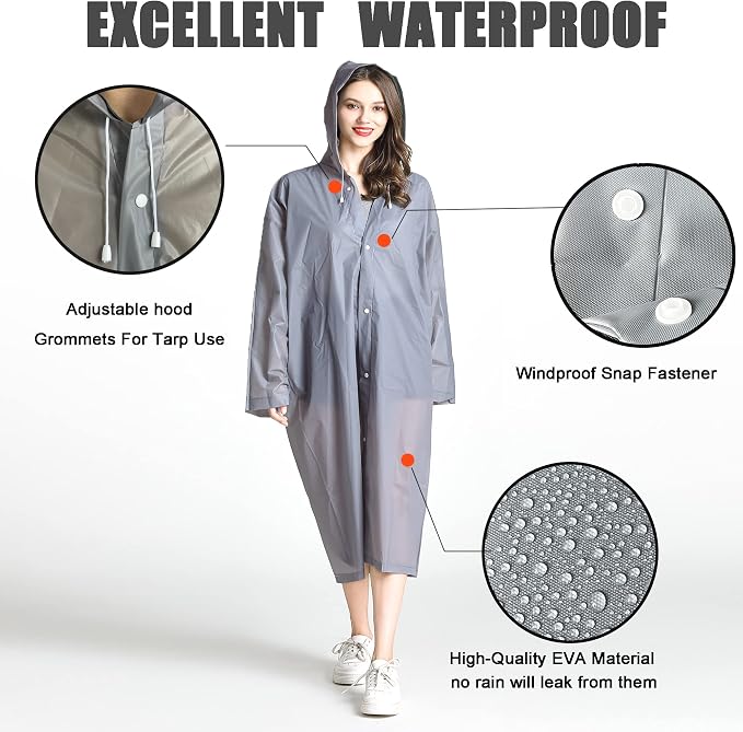 Rain Coats - Reusable EVA Rain Ponchos - Image 2