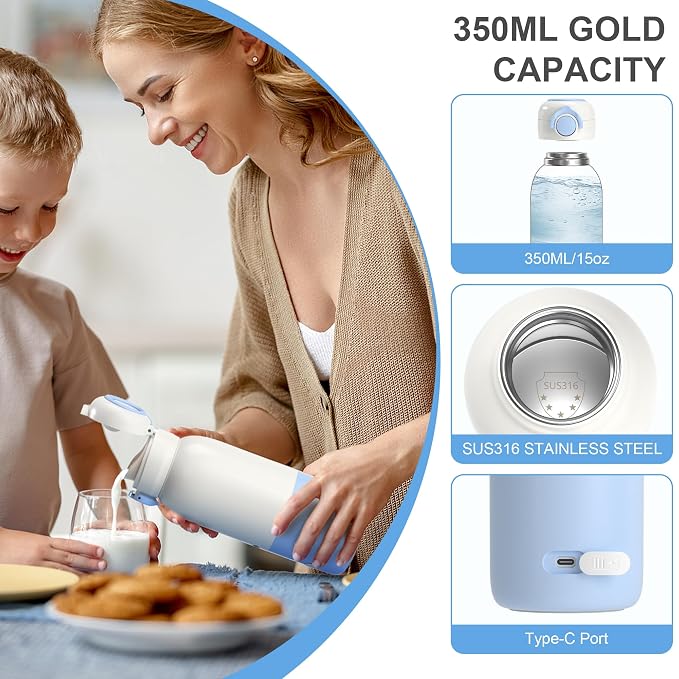 Portable Bottle Warmer for Travel, 12.5oz Cordless Baby Milk Warmer on The go - Image 3