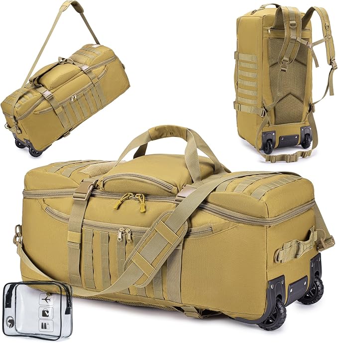 KSIBNW Rolling Duffel Bag with Wheels and Handle, 4 In 1 Tactical 86L Military by KSIBNW