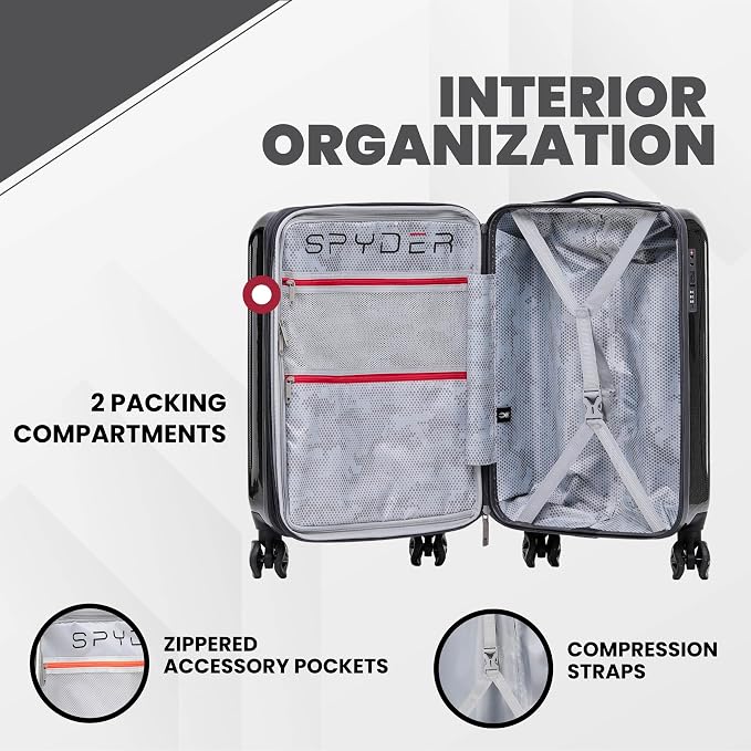 Spyder Rails 20 Inch Expandable Hardside Upright Suitcase - Image 4