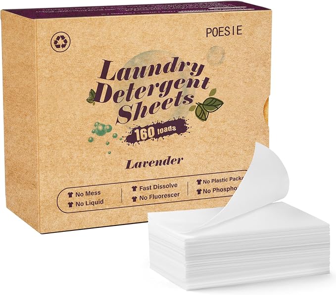 Poesie Laundry Detergent Sheets Lavender Scent 160 Sheets 80 Large Loads Soap by Poesie