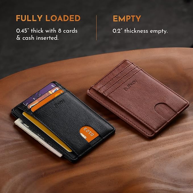 Buffway Slim Minimalist Front Pocket RFID Blocking Leather Wallets - Image 5