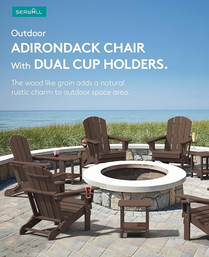 SERWALL Adirondack Chair with Cup Holders - Image 5