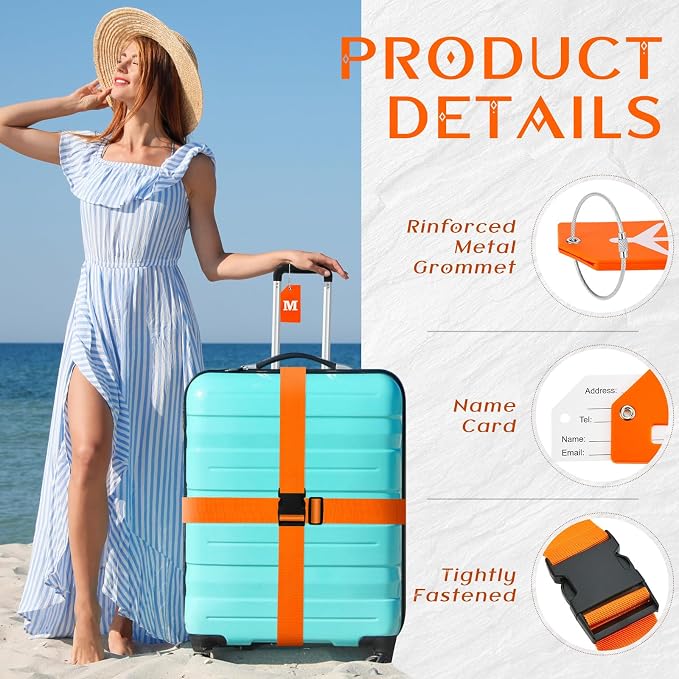 Weewooday 8 Pcs Luggage Straps Suitcase Tags Set - Image 2
