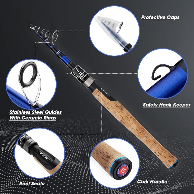 EOW XPEDITE PRO Portable Telescopic Casting and Spinning Fishing Rods, 24T - Image 2