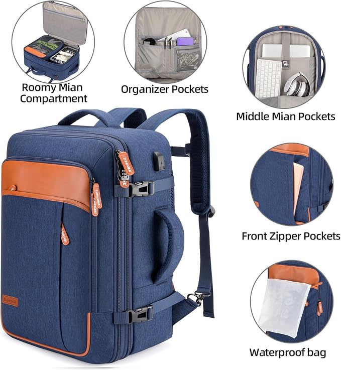Travel Laptop Backpack, 42L Carry on Luggage, Flight Approved Expandable - Image 5