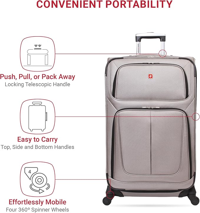 SwissGear Sion Softside Expandable Luggage, Checked-Large 29-Inch - Image 2