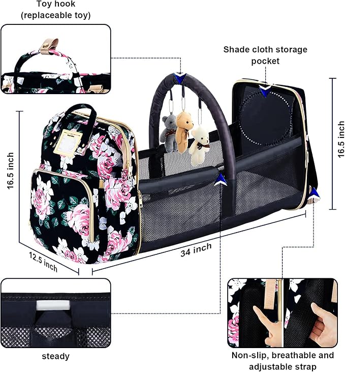 Diaper Bag Backpack Waterproof Baby Bag Large Capacity Multifunction Nappy Bags - Image 5