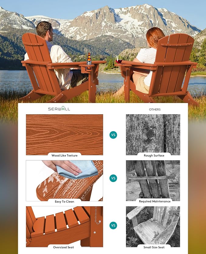 SERWALL Adirondack Chair with Cup Holders - Image 5