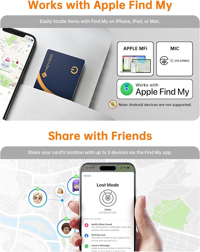 NOVOO SmartCard Air Locator Tag, iOS Only Bluetooth Tracker - Image 6