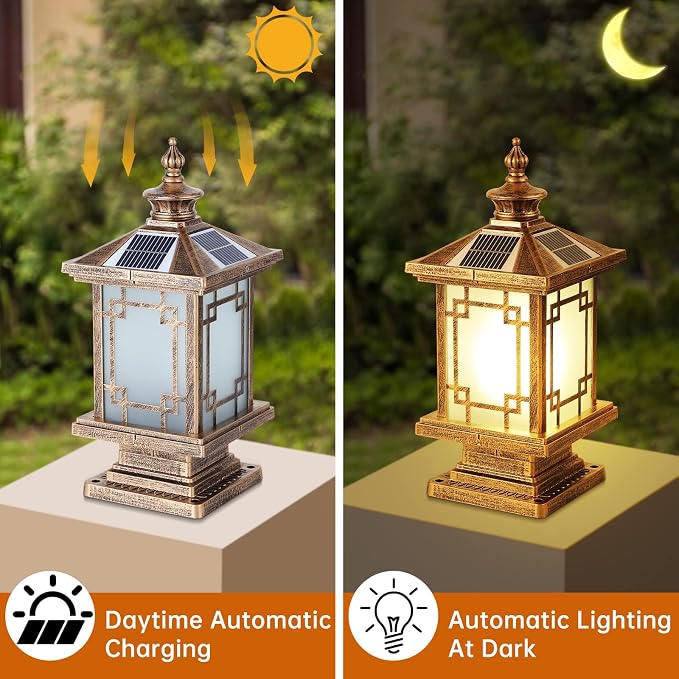 LED Solar Post Light Outdoor, Aluminum Fence Post Cap Lamp Remote Control - Image 3