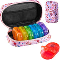 Serfeymi Weekly Travel Pill Organizer 2 Times A Day AM PM Upgraded Rainbow Pill by Serfeymi