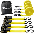 Cartman Ratchet Tie Down, 4Pk 15Ft, 500Lbs Load Cap/ 1500Lbs Break Strength by CARTMAN