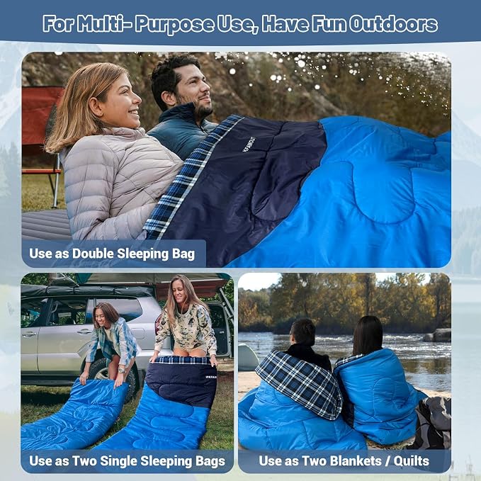 Double Sleeping Bag for Adults Machine Washable 2 Person Camping Sleeping Bag - Image 4