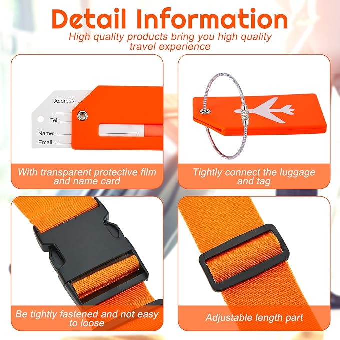 Weewooday 8 Pcs Luggage Straps Suitcase Tags Set - Image 3