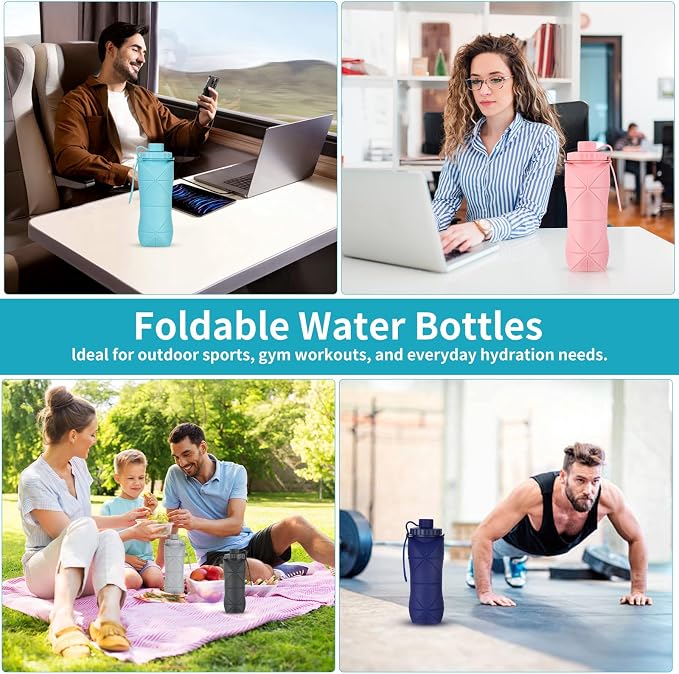 Silicone Collapsible Water Bottles, Lightweight Reusable Leakproof - Image 4