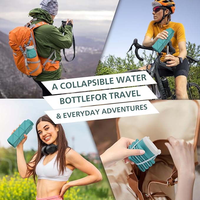610ml Collapsible Water Bottles Upgrade Foldable Water Bottle BPA Free Reusable - Image 8