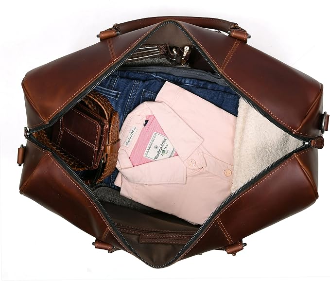 Leather Duffel Bag for Men & Women Travel, Gym Bag - Image 4