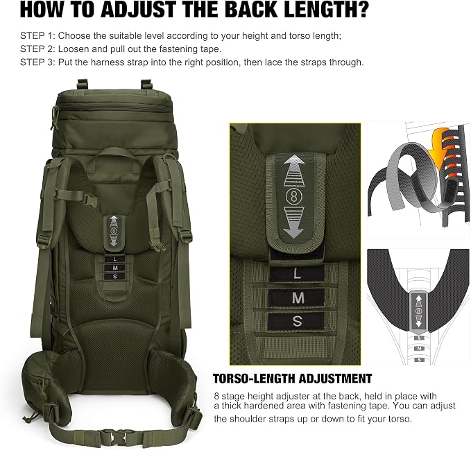Mardingtop 75L Molle Hiking Internal Frame Backpacks - Image 6