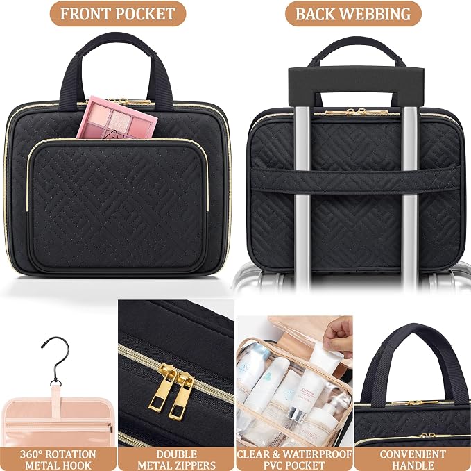 Personalized Gifts for Women, Initial Toiletry Bag Hanging Travel Organizer & - Image 3