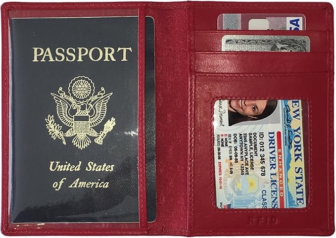 Personalized Monogrammed Red Leather RFID Passport Wallet - Image 5