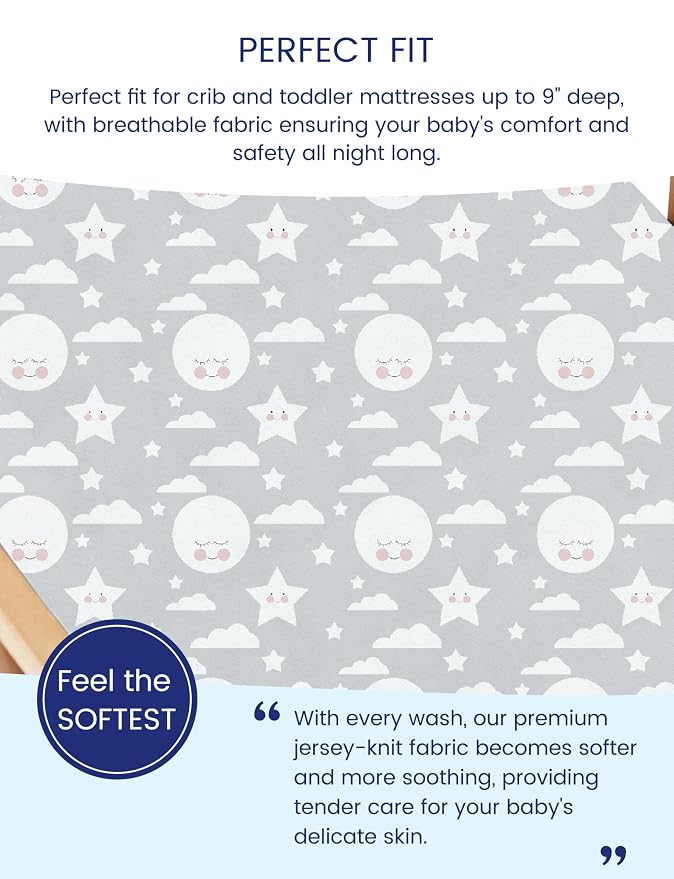 TotAha Premium Stretchy Crib Sheets-Hypoallergenic, Silky Comfort, Buttery Soft - Image 2