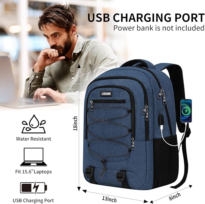 Blue Backpack for Men Women, Backpack for School, School Backpacks for Boys - Image 4