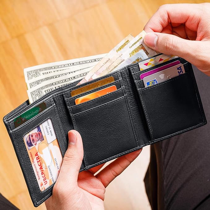 ID Stronghold Men's Leather Trifold Wallet - Image 7