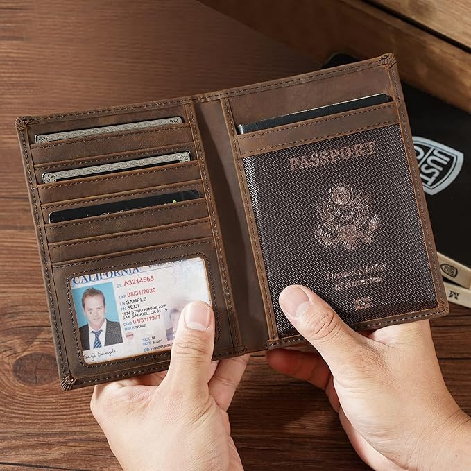 Polare Luxury RFID Blocking Leather Passport Holder Travel Wallet - Image 4