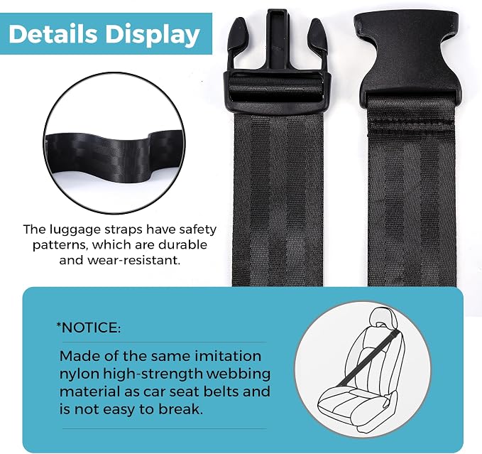 Luggage Straps with TSA Lock, Adjustable Heavy Duty Black Luggage Straps - Image 4