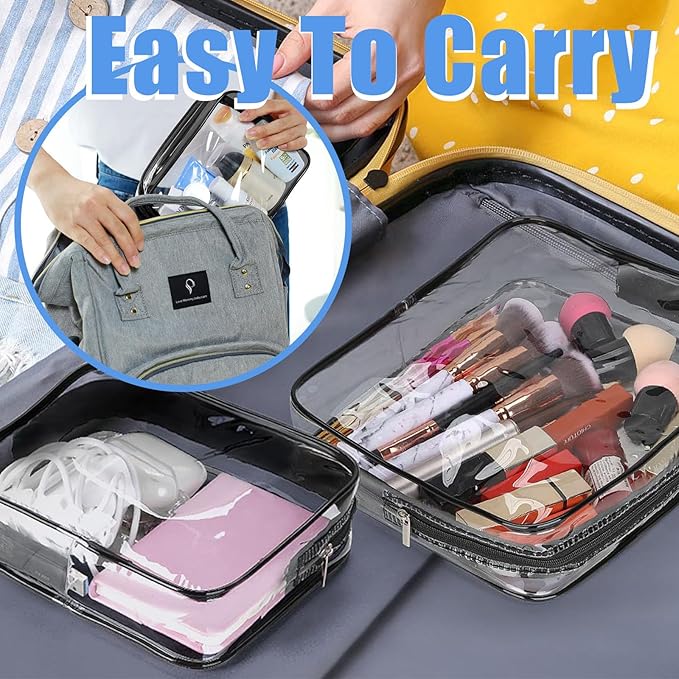 12 Pcs Clear Makeup Bag PVC Waterproof Zippered Clear Cosmetic Toiletry Makeup - Image 5