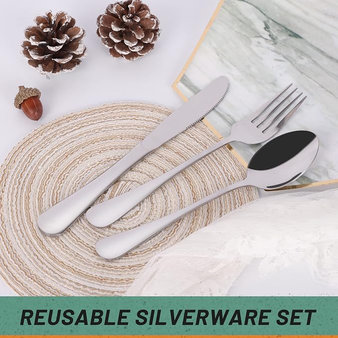 8 Picec Travel Utensils Camping utensils Travel Silverware Set - Image 4