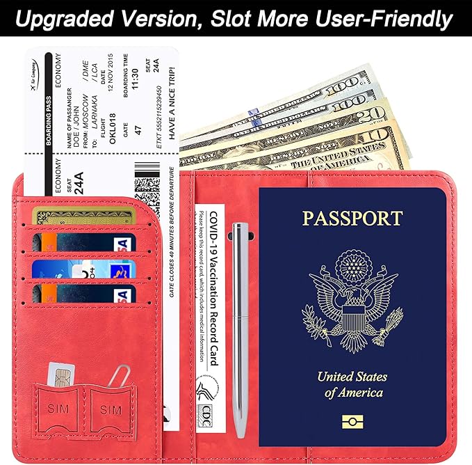 Passport Holder Cover Wallet Travel Essentials Leather Rfid Blocking Case - Image 2