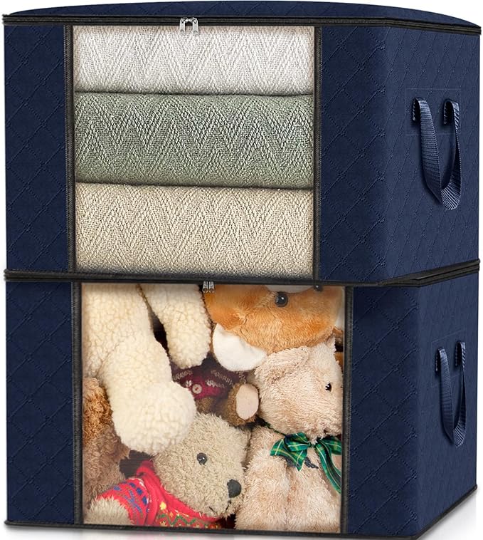 Fab totes 3 Pack Clothes Storage, Foldable Thick Fabric Blanket Storage Bags - Image 5