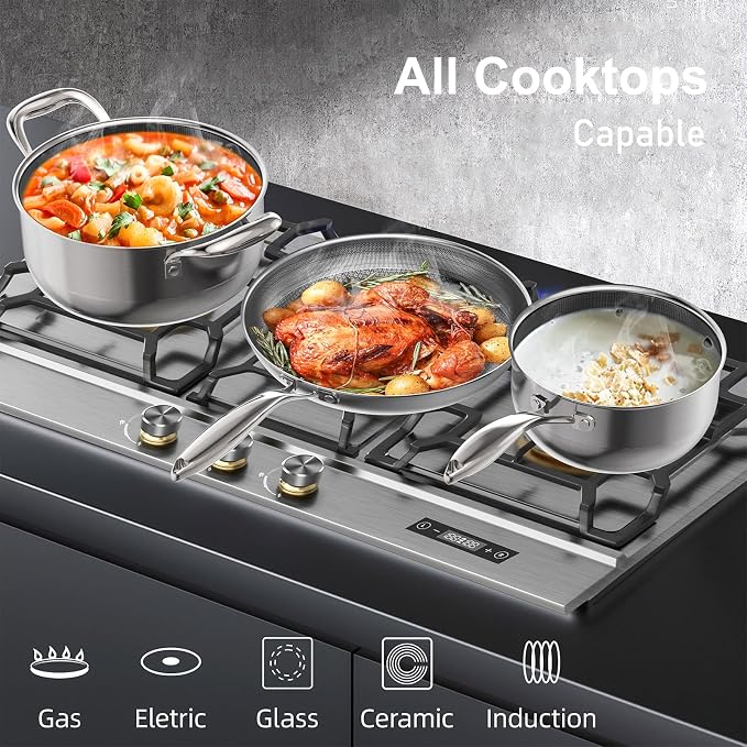 COOKER KING Stainless Steel Cookware Set, Pots and Pans Set Non Stick, Hybrid - Image 6