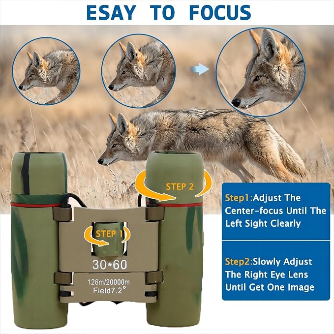 Compact 30x60 Binoculars for Adults and Kids, Foldable Lightweight Easy Focus - Image 7