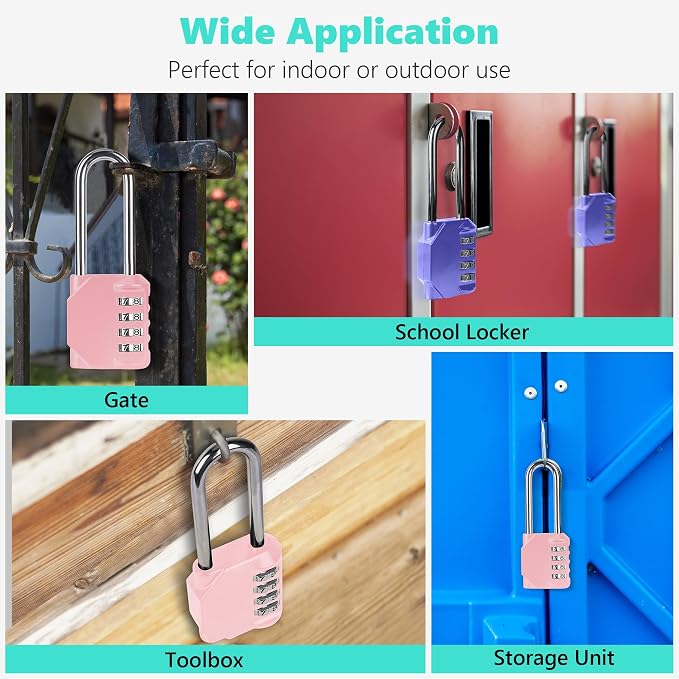CL21RQ 2.6 Inch Long Shackle Combination Lock, 4 Digit Combination Padlock Set - Image 7