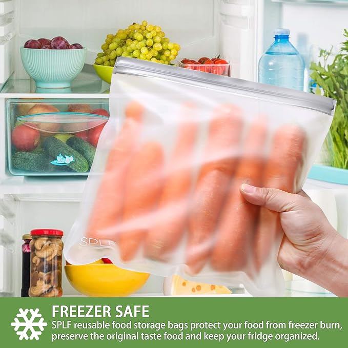 SPLF 6 Pack Reusable Gallon Freezer Bags Dishwasher Safe, BPA FREE Reusable - Image 5