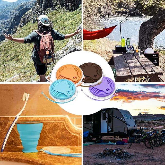 Litoexpe 4 Pack Silicone Collapsible Travel Cup Portable Folding Camping Cup - Image 7